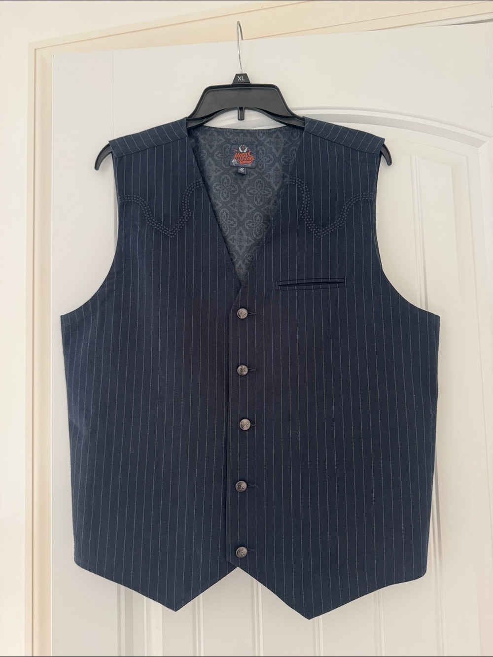 Men's Navy Pinstripe Dress Vest by